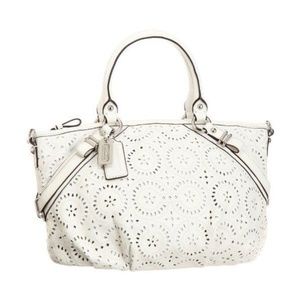Coach Madison Lasercut Satchel in Parchment White